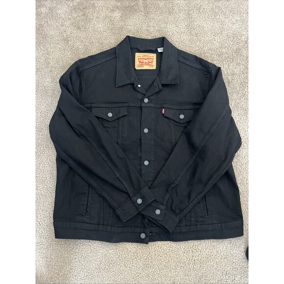 Levi's Other - Levis Trucker Jacket Mens Medium Black Denim Button Front Red Tab XXL